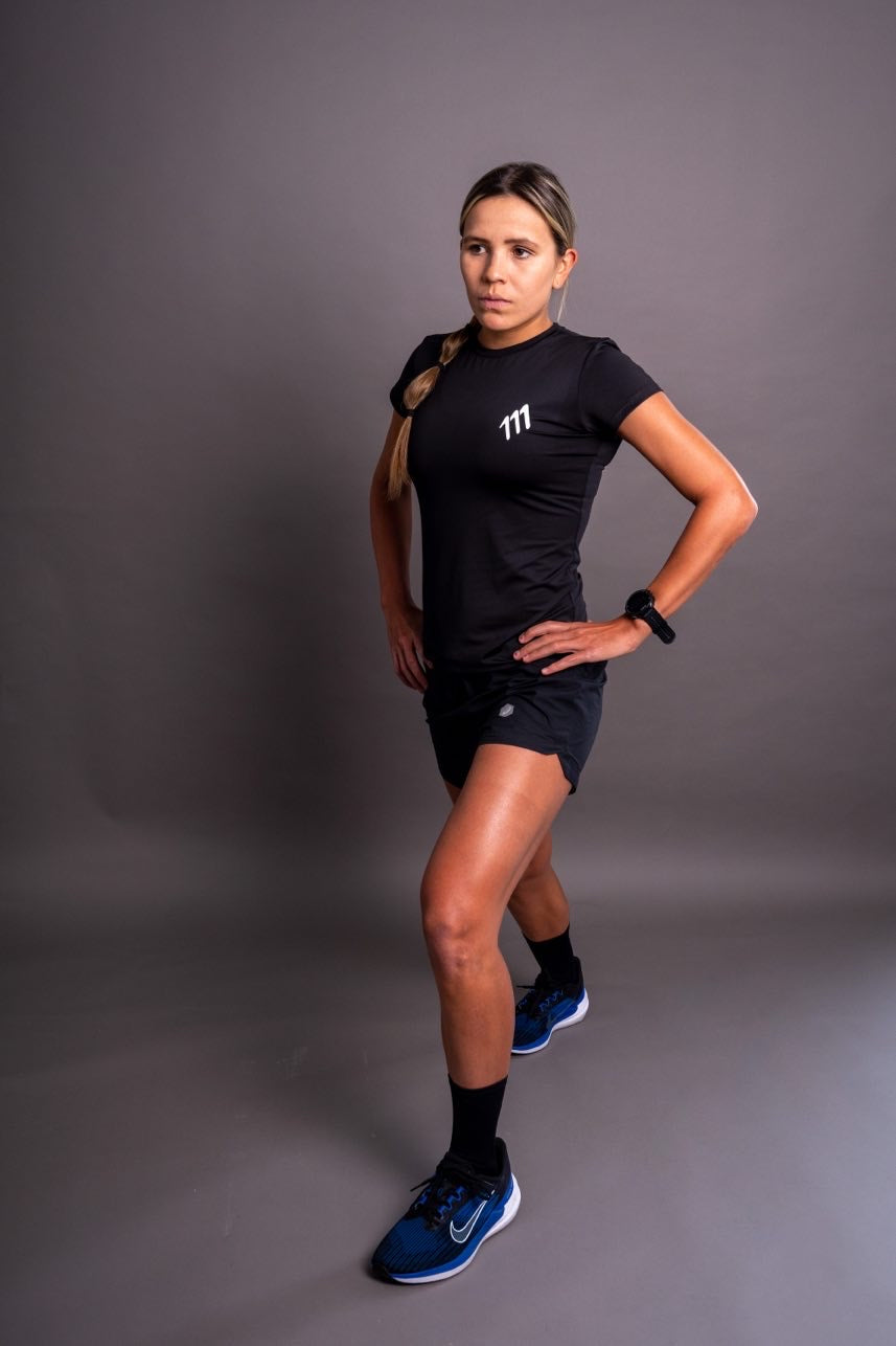Running tee mujer negra