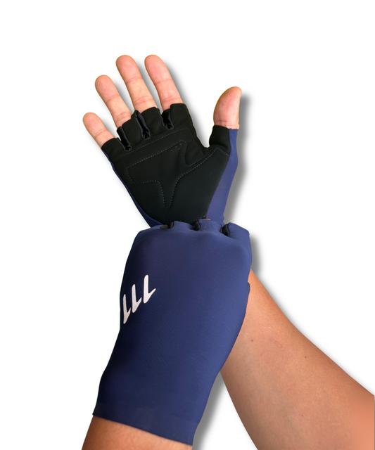 Blue half distance gloves