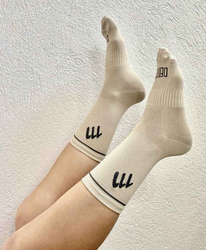 Medias de ciclismo beige gran fondo