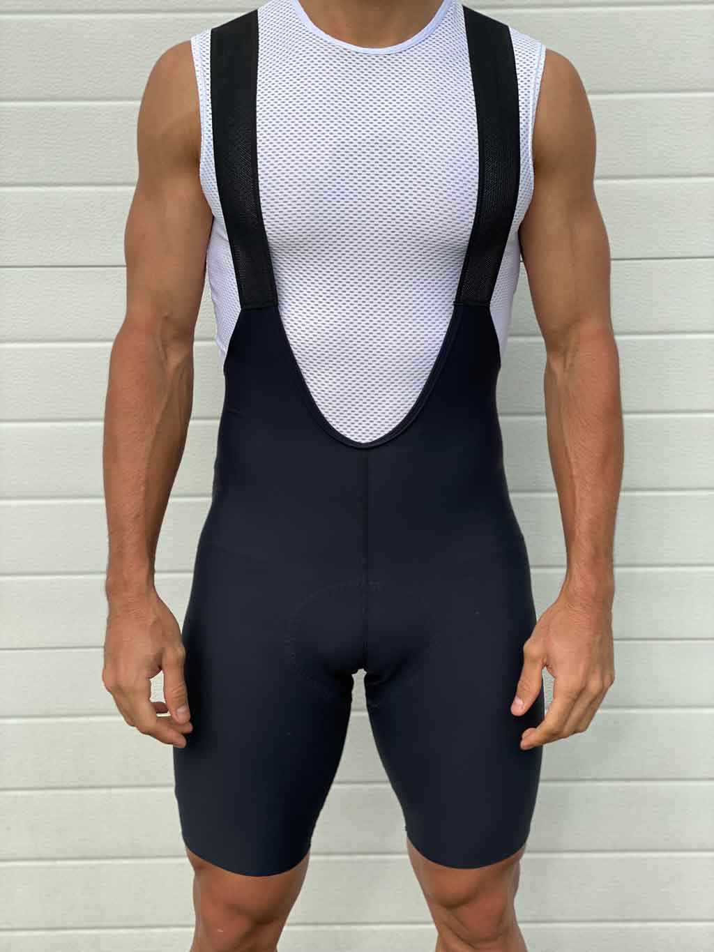 Men's black seamless bib short